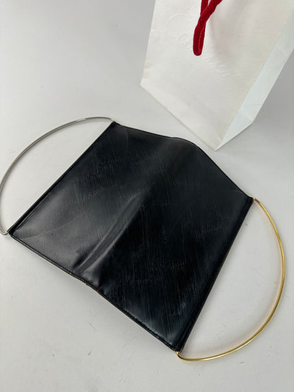Vintage Cartier Monogram Leather Mini Handbag / Wallet Black