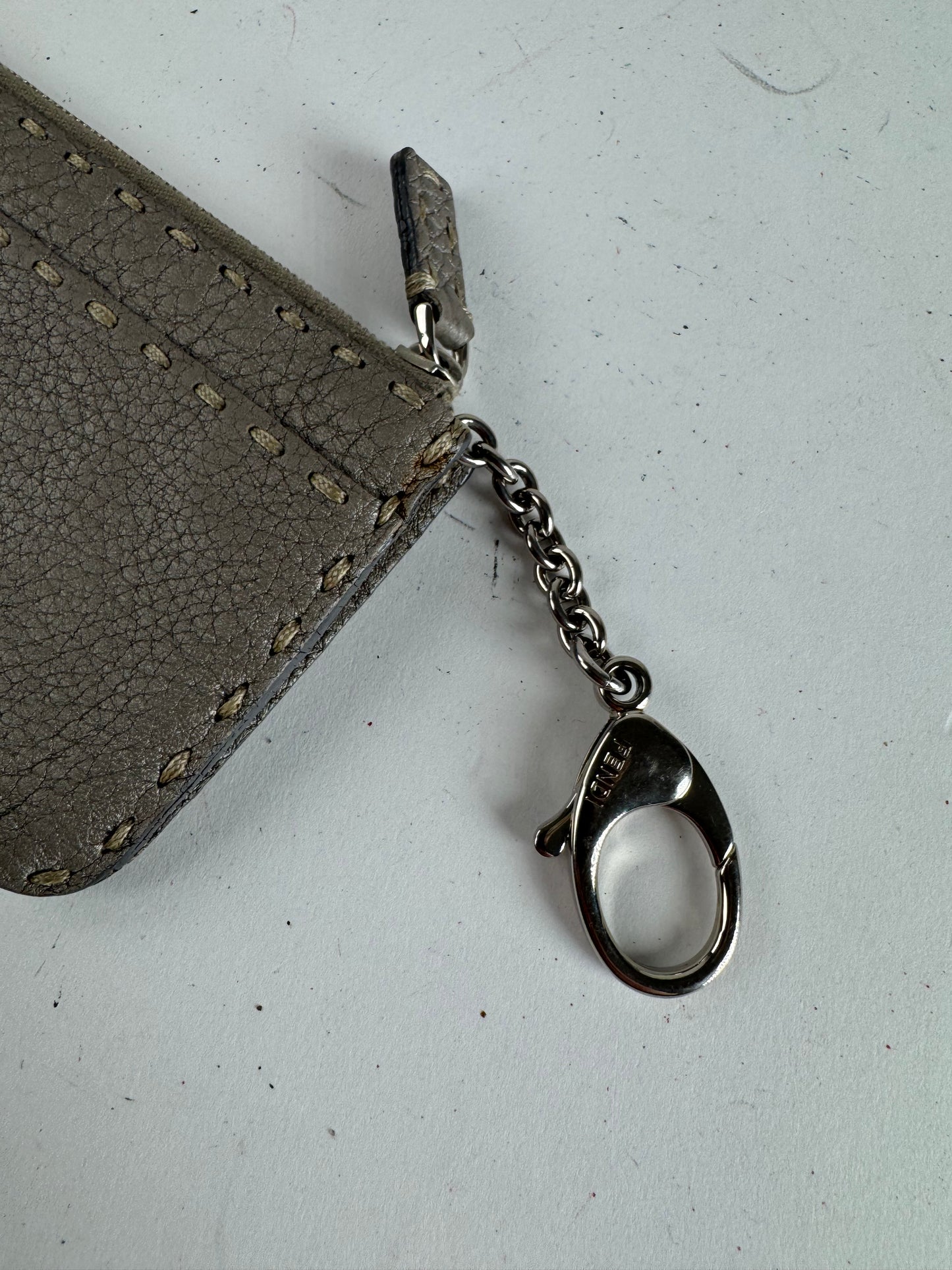 Vintage Fendi Leather Card Holder Grey