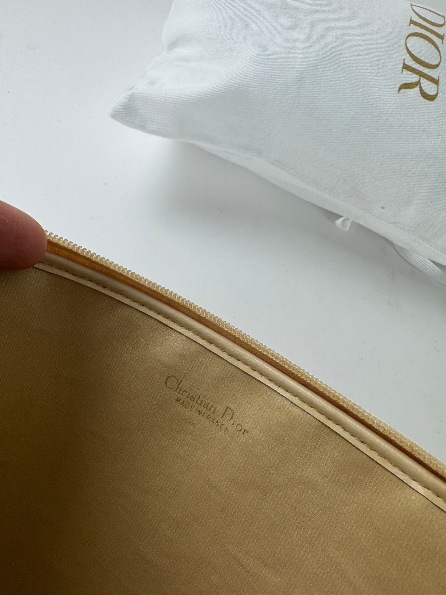 Vintage Dior Oblique Monogram Clutch Beige Golden