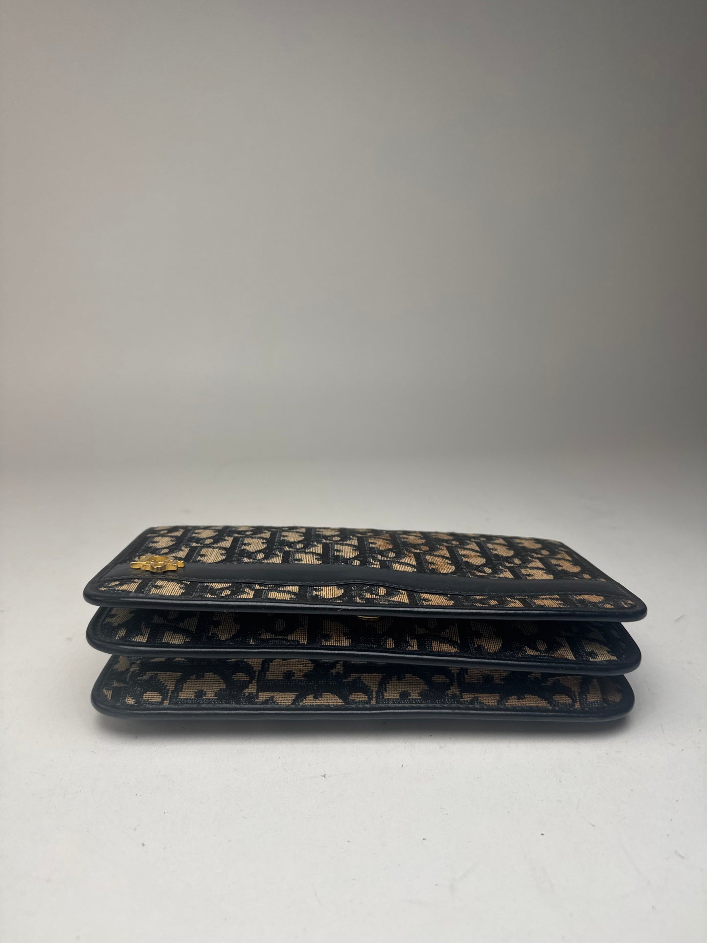 Pochette vintage monogramme Dior Oblique beige marine