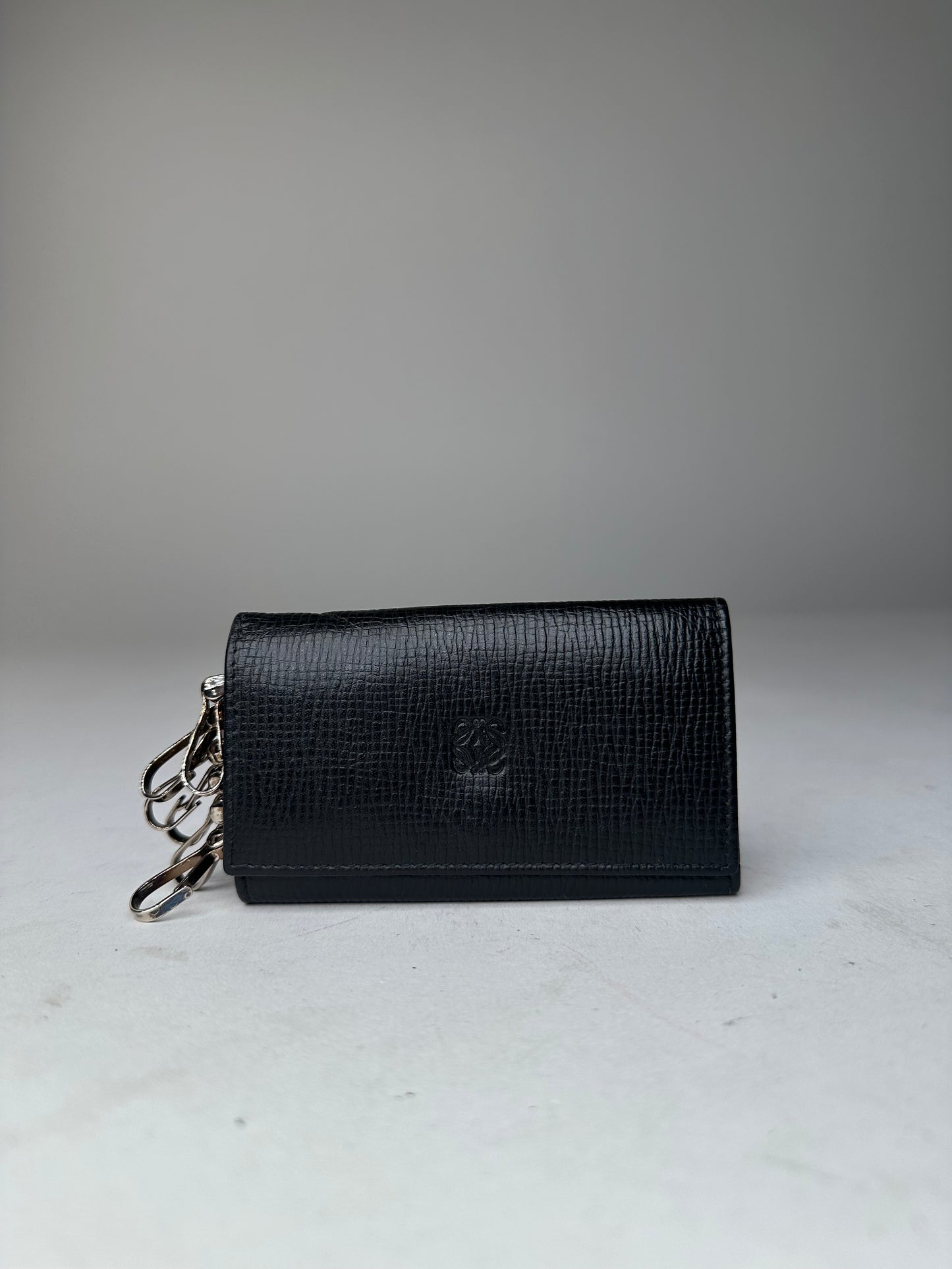 Vintage Loewe Leather Keychain Wallet Black