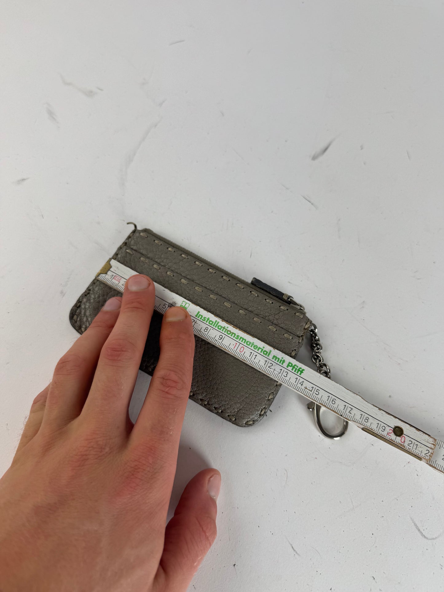 Vintage Fendi Leather Card Holder Grey