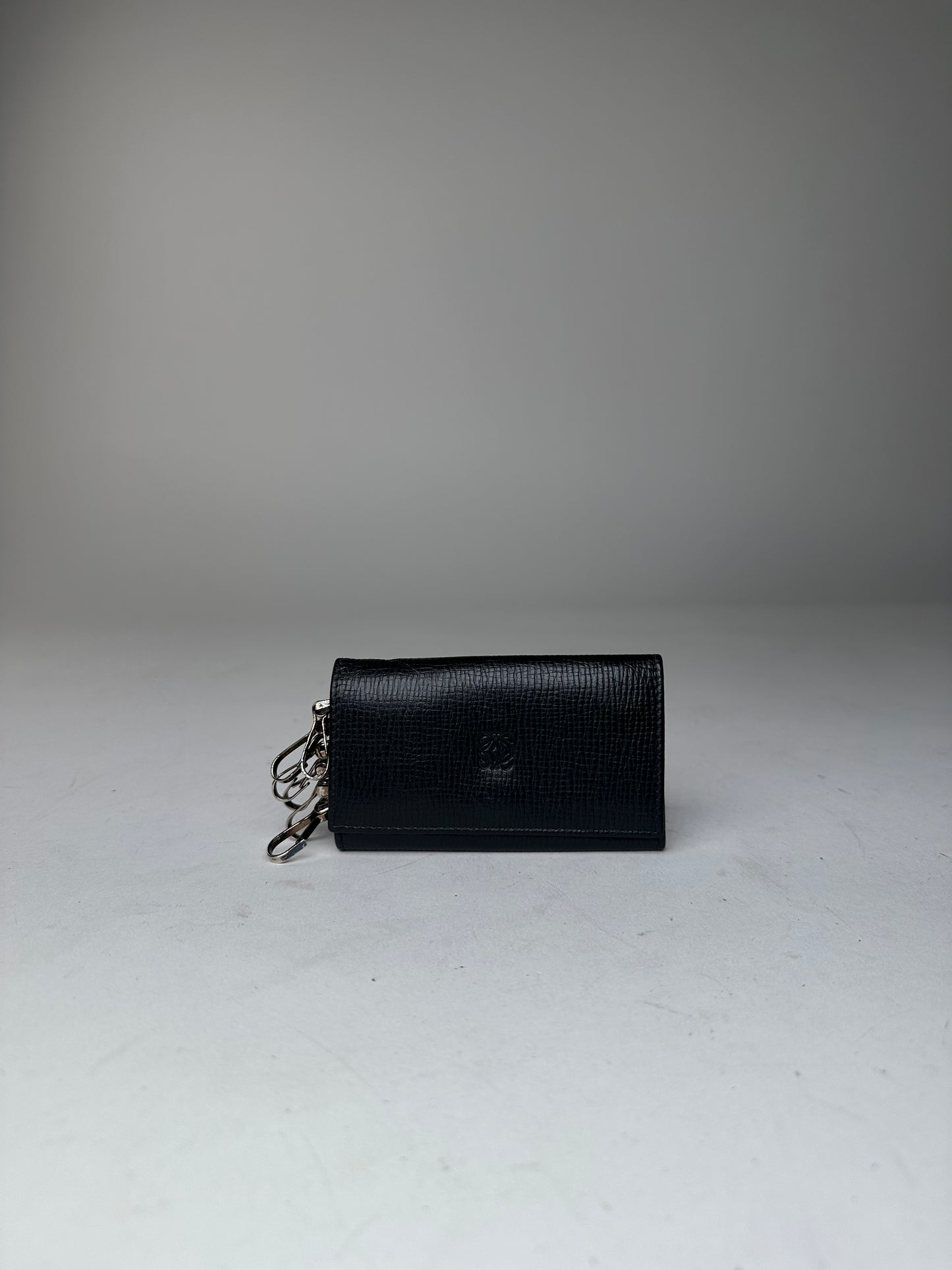 Vintage Loewe Leather Keychain Wallet Black