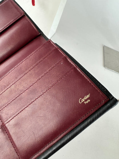 Vintage Cartier Monogram Leather Mini Handbag / Wallet Black