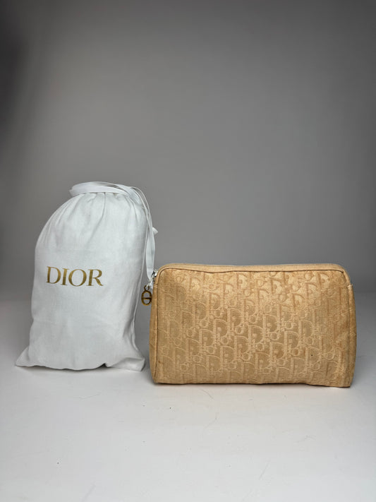 Vintage Dior Oblique Monogram Clutch Beige Golden