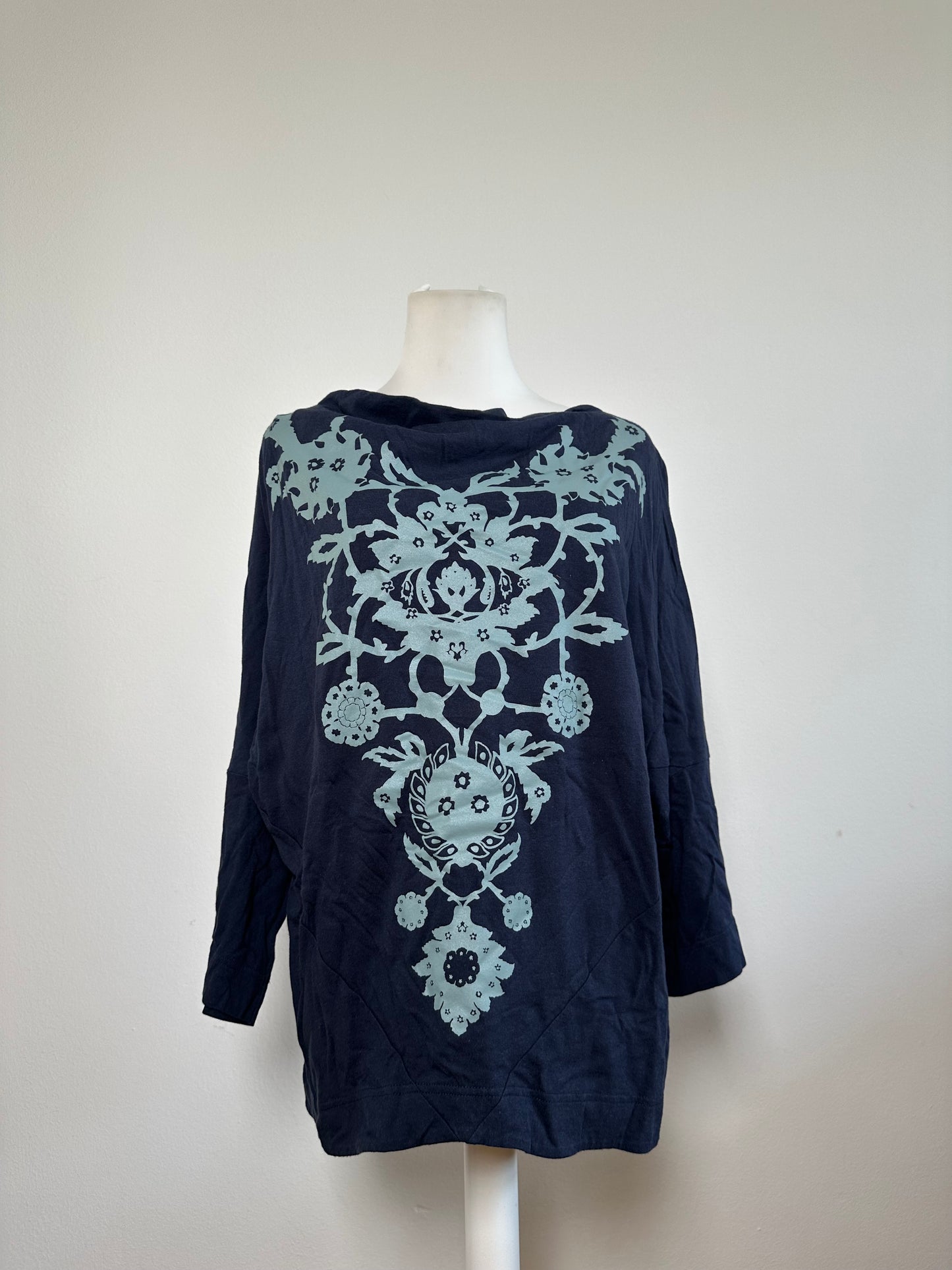Vintage Vivienne Westwood Floral Print Top Navy Light Blue M