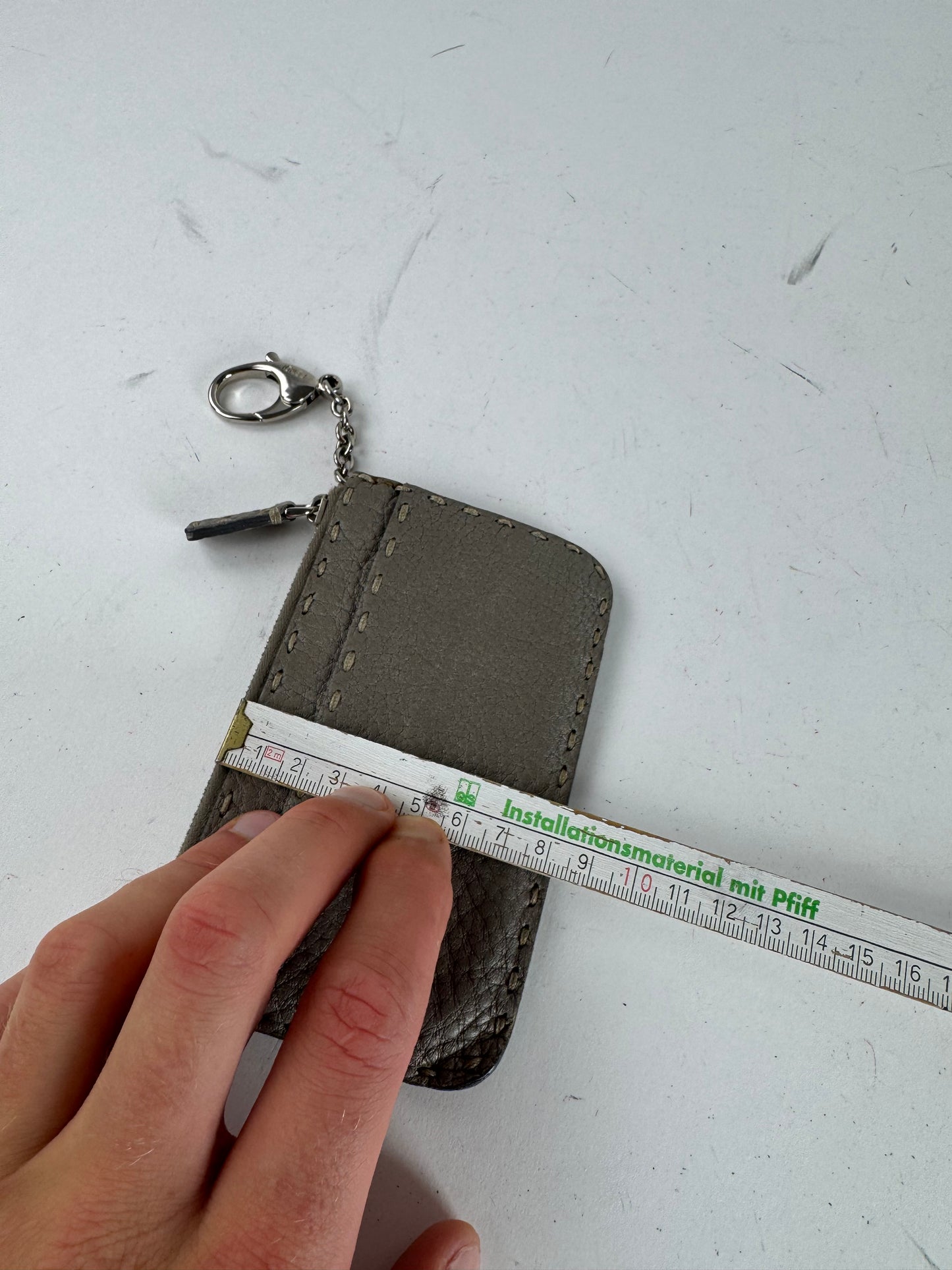 Vintage Fendi Leather Card Holder Grey