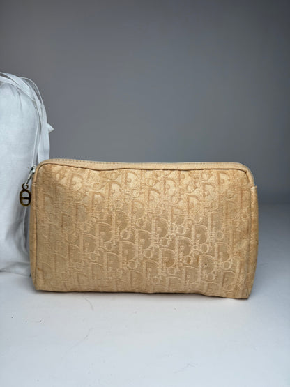 Vintage Dior Oblique Monogram Clutch Beige Golden
