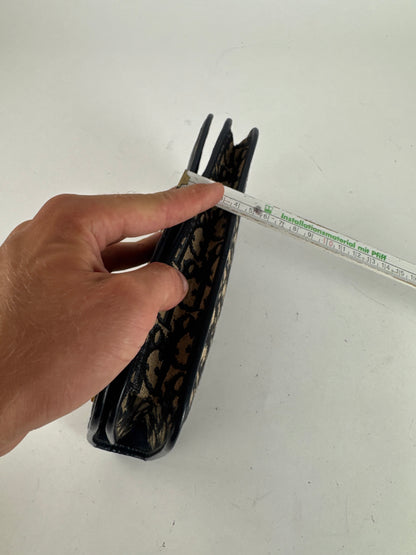 Pochette vintage monogramme Dior Oblique beige marine