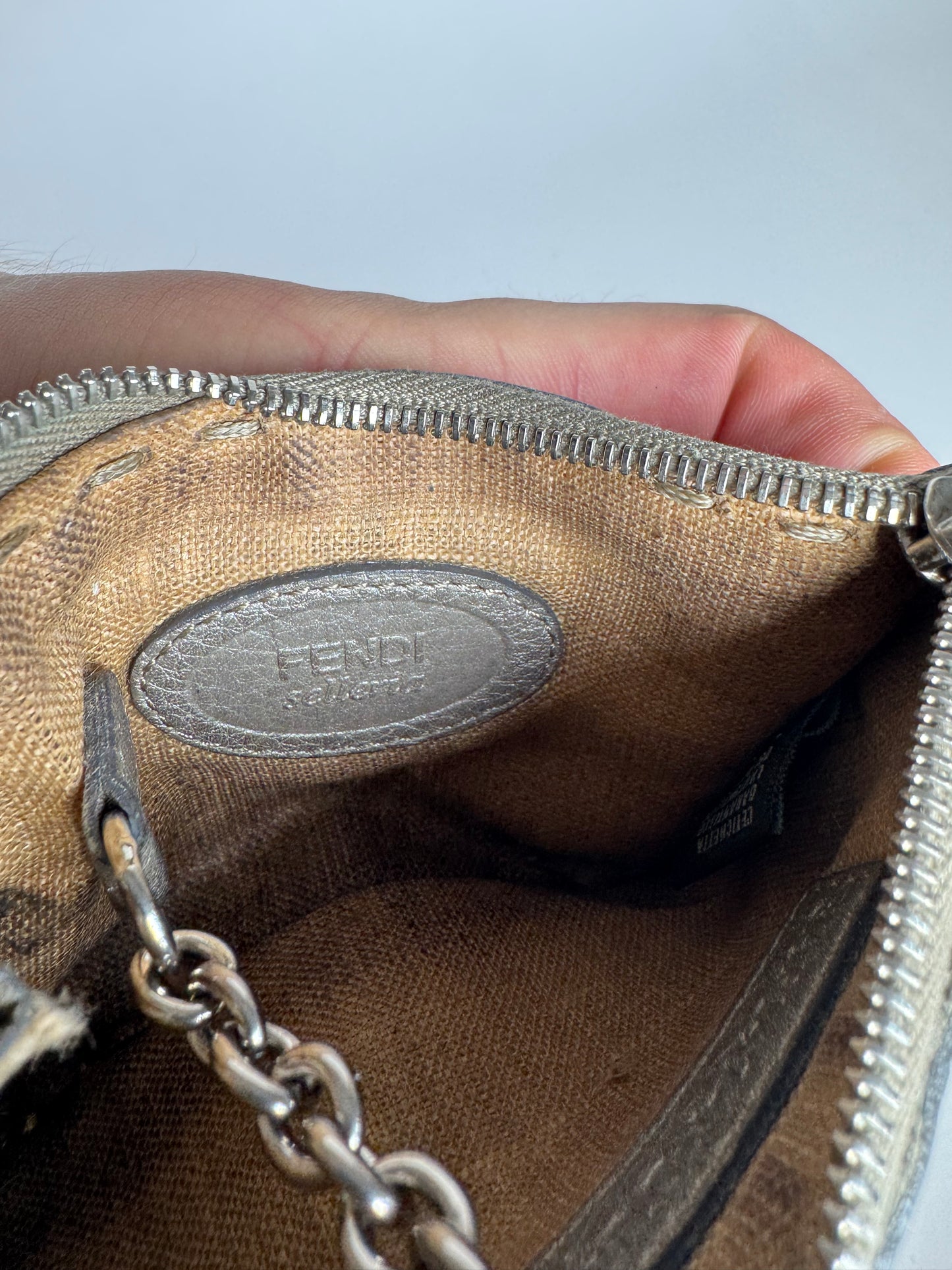 Vintage Fendi Leather Card Holder Grey