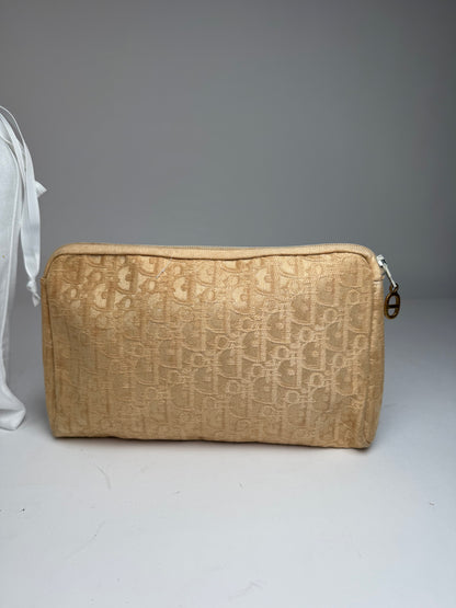 Vintage Dior Oblique Monogram Clutch Beige Golden