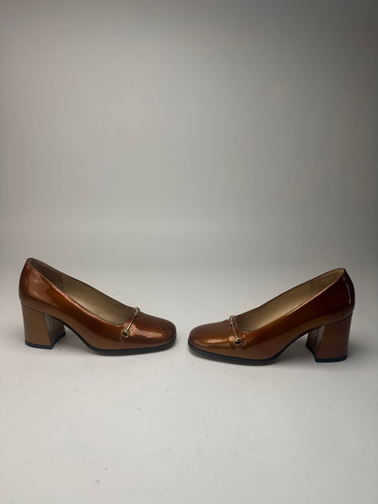 Vintage Gucci Patent Leather horsebit Pumps Brown