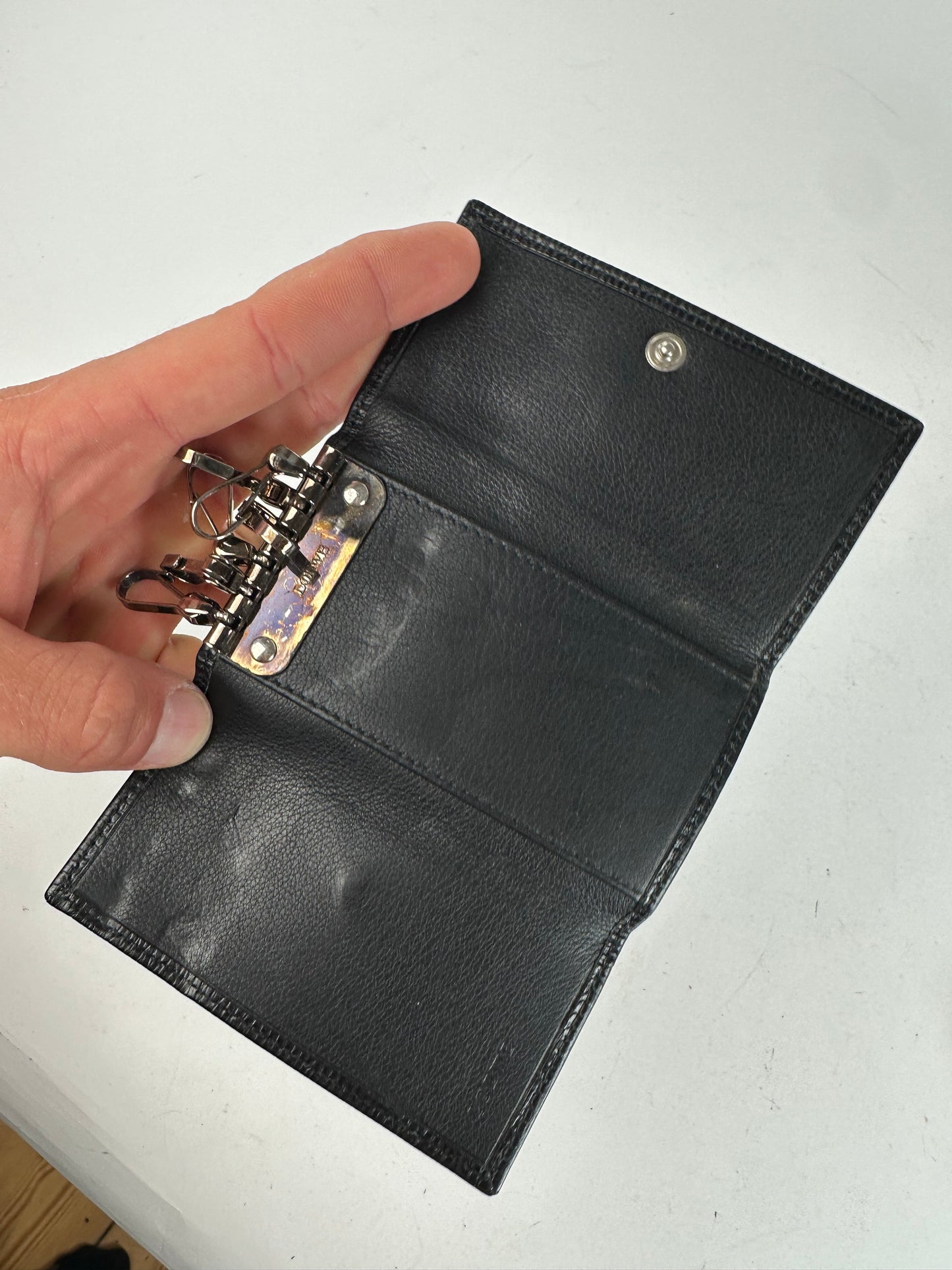 Vintage Loewe Leather Keychain Wallet Black