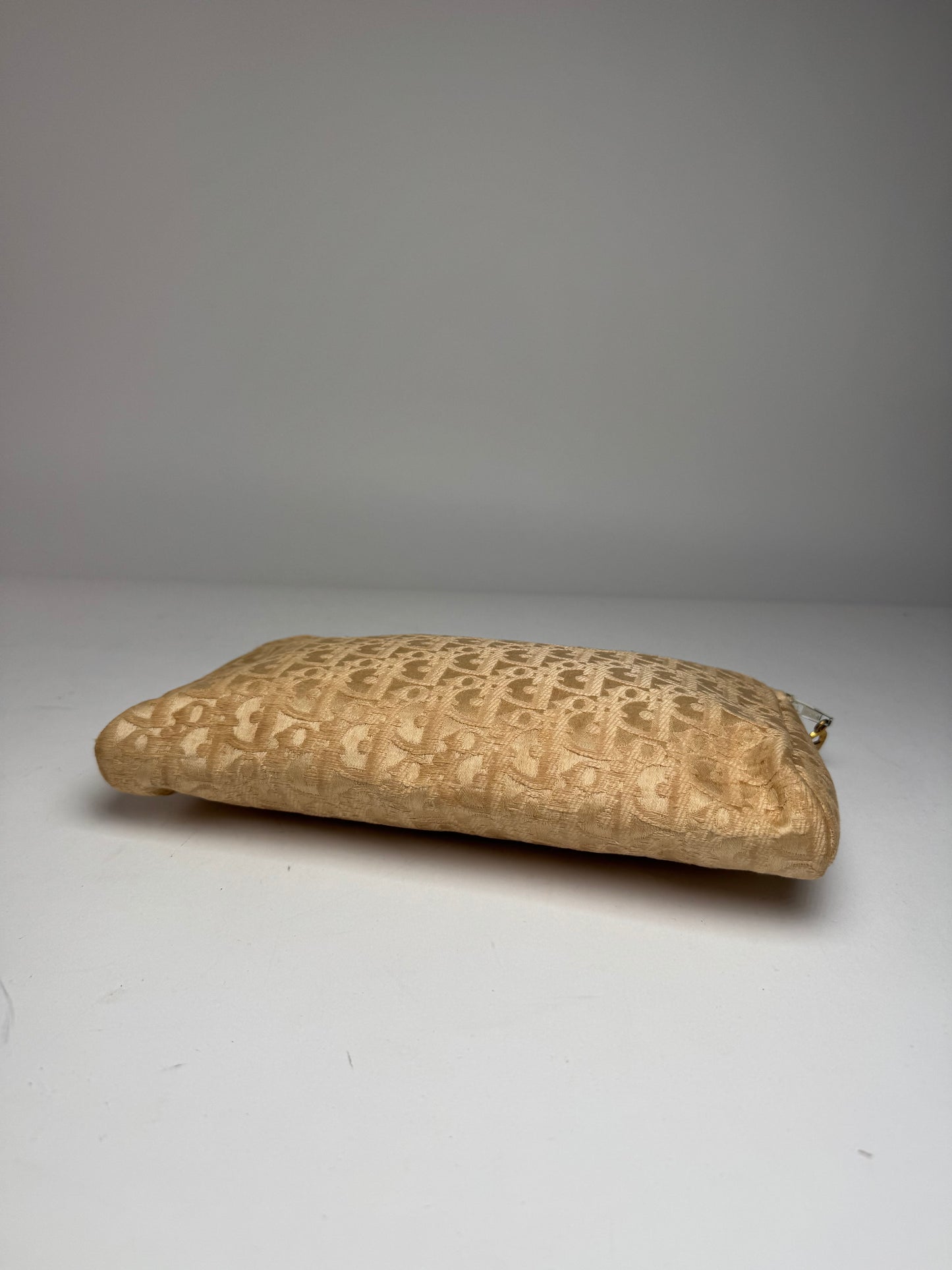 Vintage Dior Oblique Monogram Clutch Beige Golden