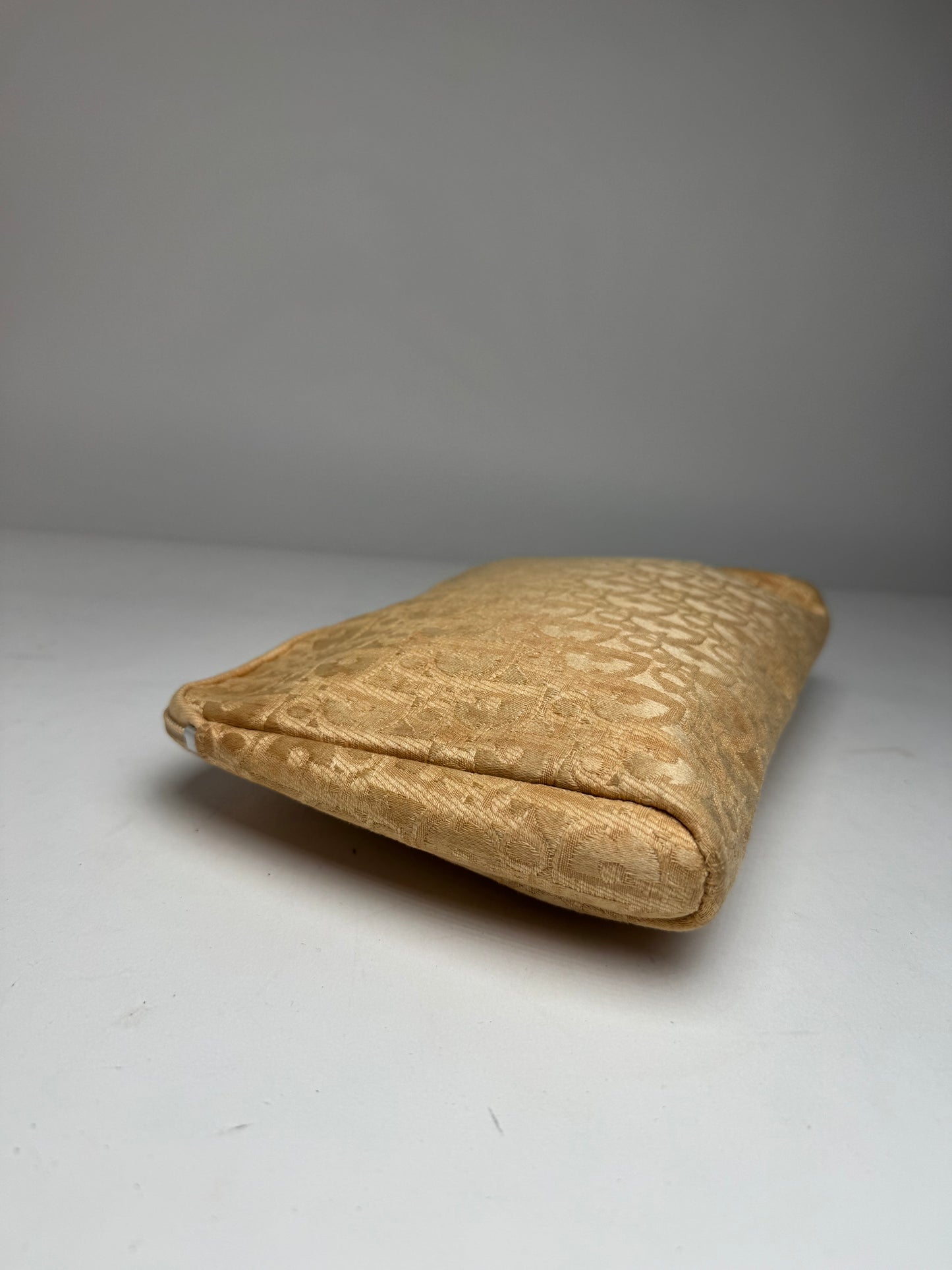 Vintage Dior Oblique Monogram Clutch Beige Golden