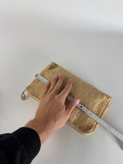 Vintage Dior Oblique Monogram Clutch Beige Golden