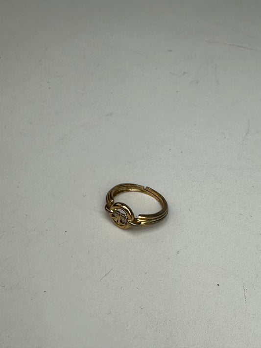 Vintage Courreges Bicolor Logo Ring Silver Gold