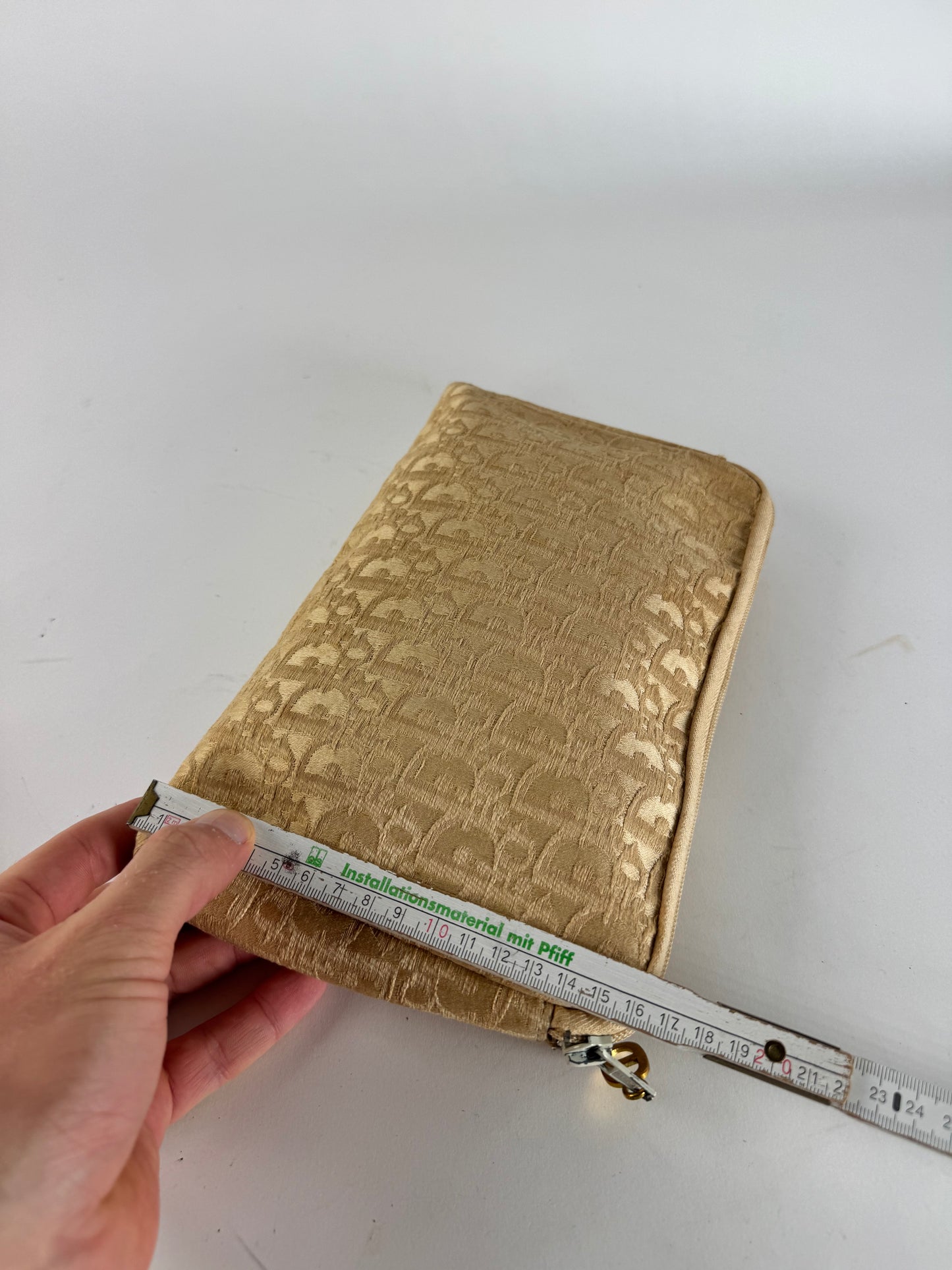 Vintage Dior Oblique Monogram Clutch Beige Golden