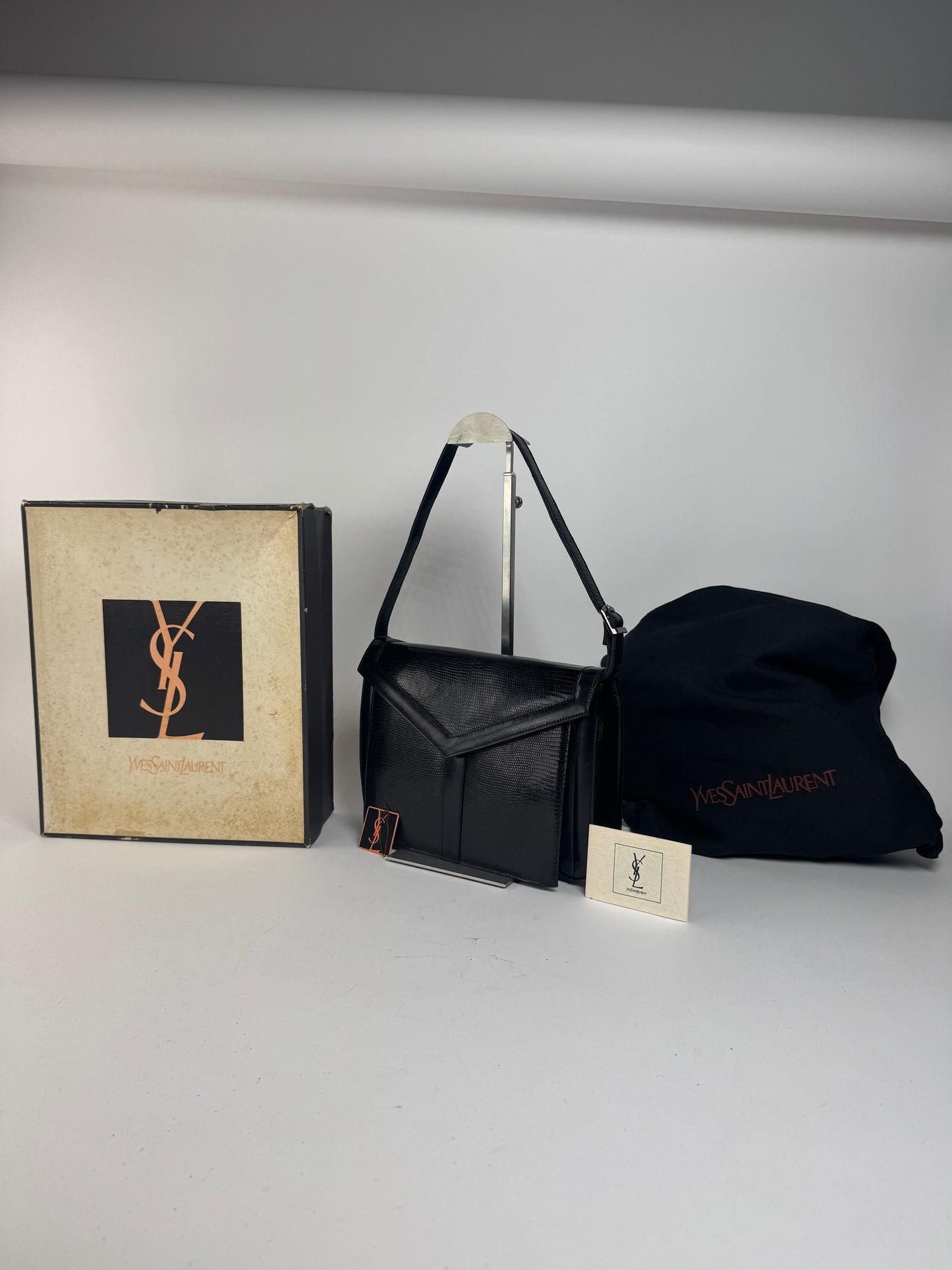 Vintage Yves Saint Laurent Snakeskin embossed leather bag black