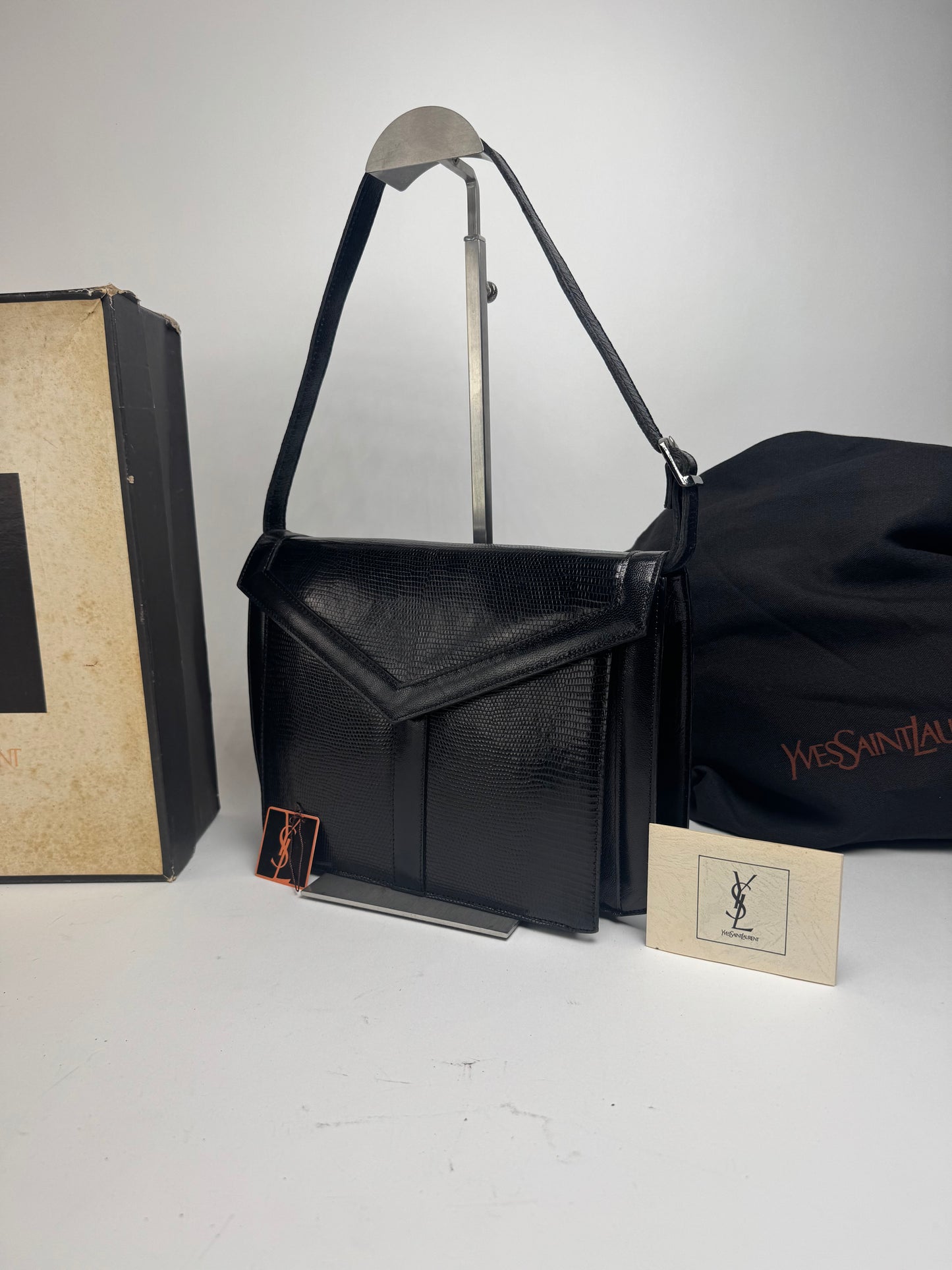 Vintage Yves Saint Laurent Snakeskin embossed leather bag black