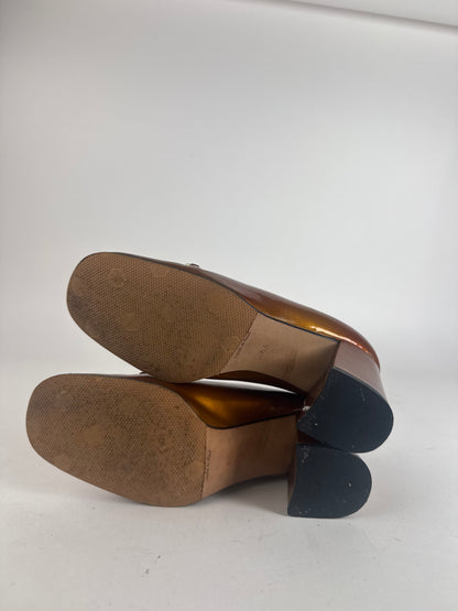 Vintage Gucci Patent Leather horsebit Pumps Brown