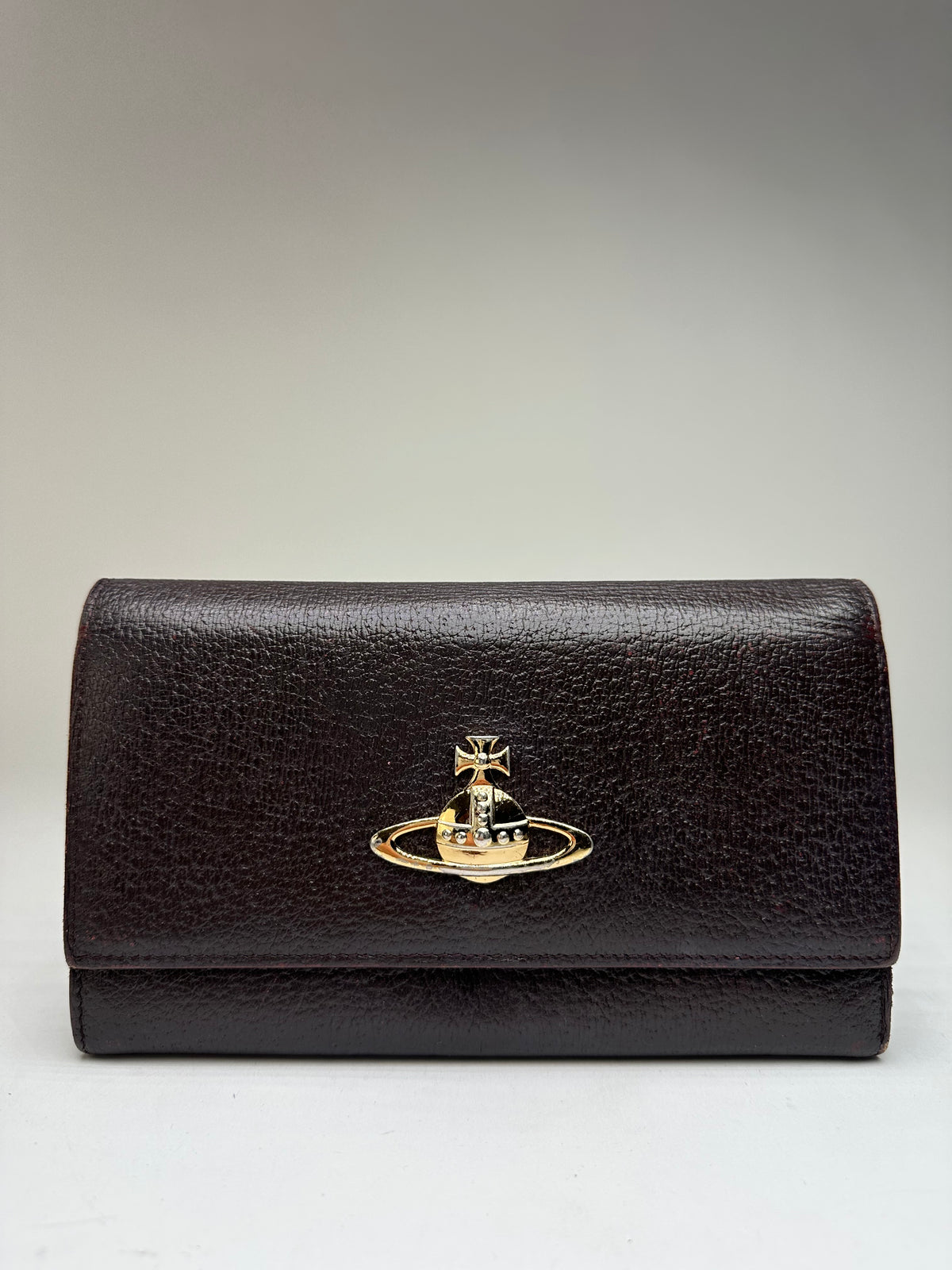 Vintage Vivienne Westwood Textured Leather Bifold Wallet c. Late 2000s Dark Brown
