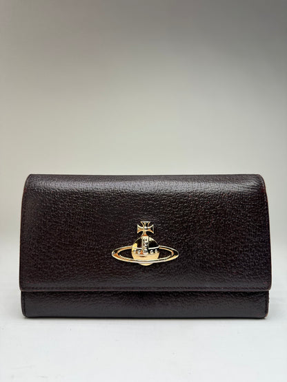 Vintage Vivienne Westwood Textured Leather Bifold Wallet c. Late 2000s Dark Brown