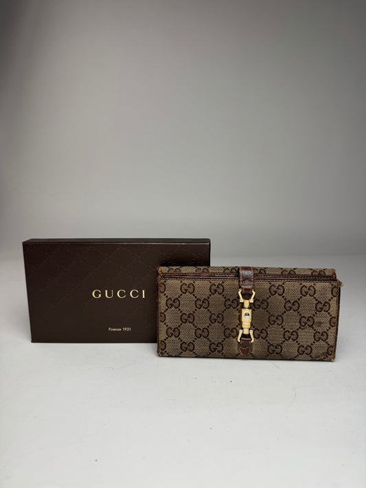 Gucci Jackie Monogram Leather Wallet Brown