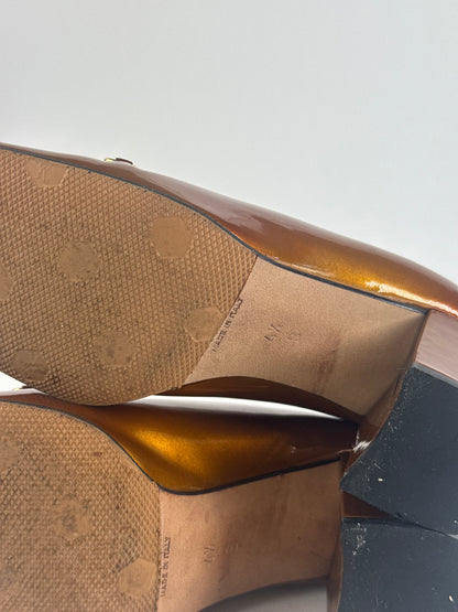 Vintage Gucci Patent Leather horsebit Pumps Brown