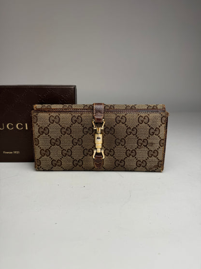 Gucci Jackie Monogram Leather Wallet Brown