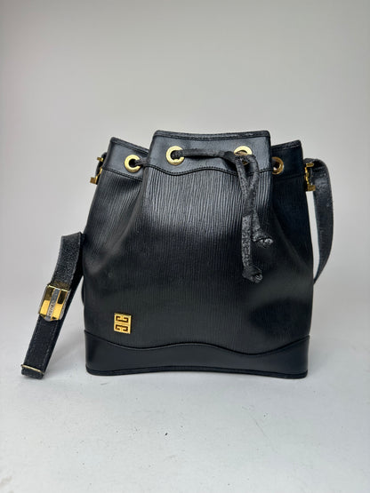 Vintage Givenchy Leather Bucket Bag Black