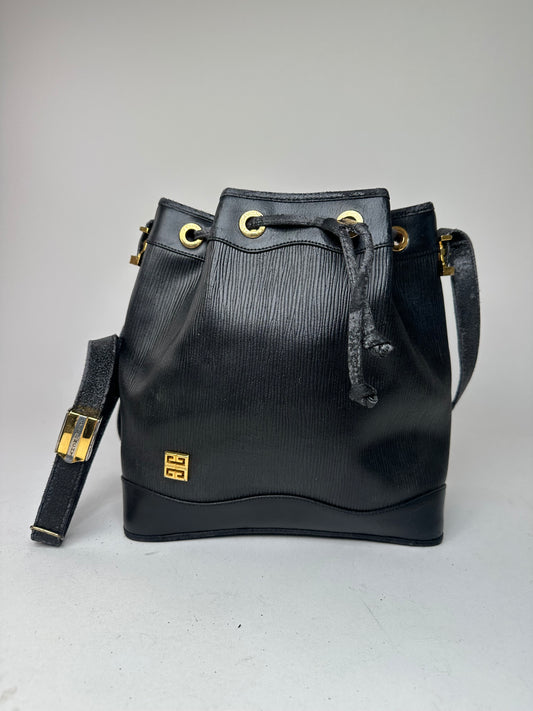 Vintage Givenchy Leather Bucket Bag Black