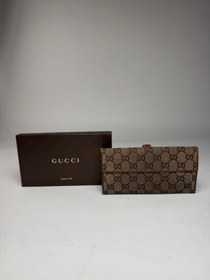 Gucci Jackie Monogram Leather Wallet Brown