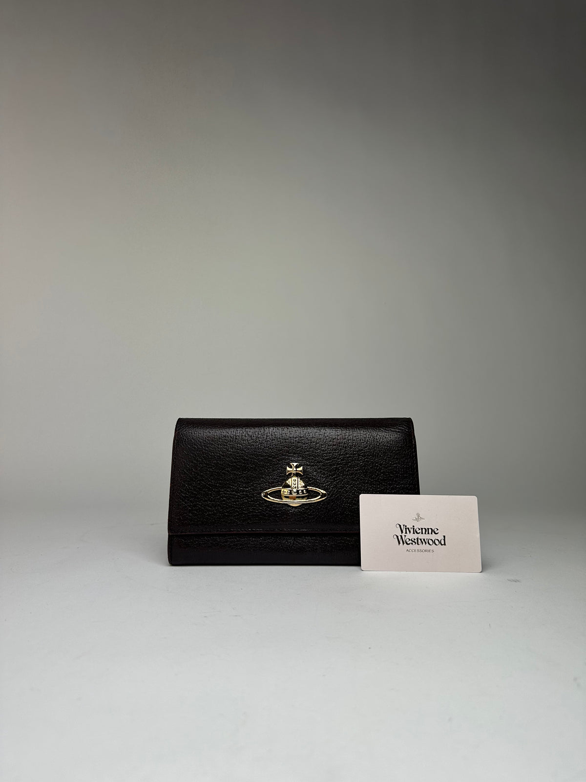 Vintage Vivienne Westwood Textured Leather Bifold Wallet c. Late 2000s Dark Brown