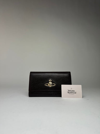 Vintage Vivienne Westwood Textured Leather Bifold Wallet c. Late 2000s Dark Brown