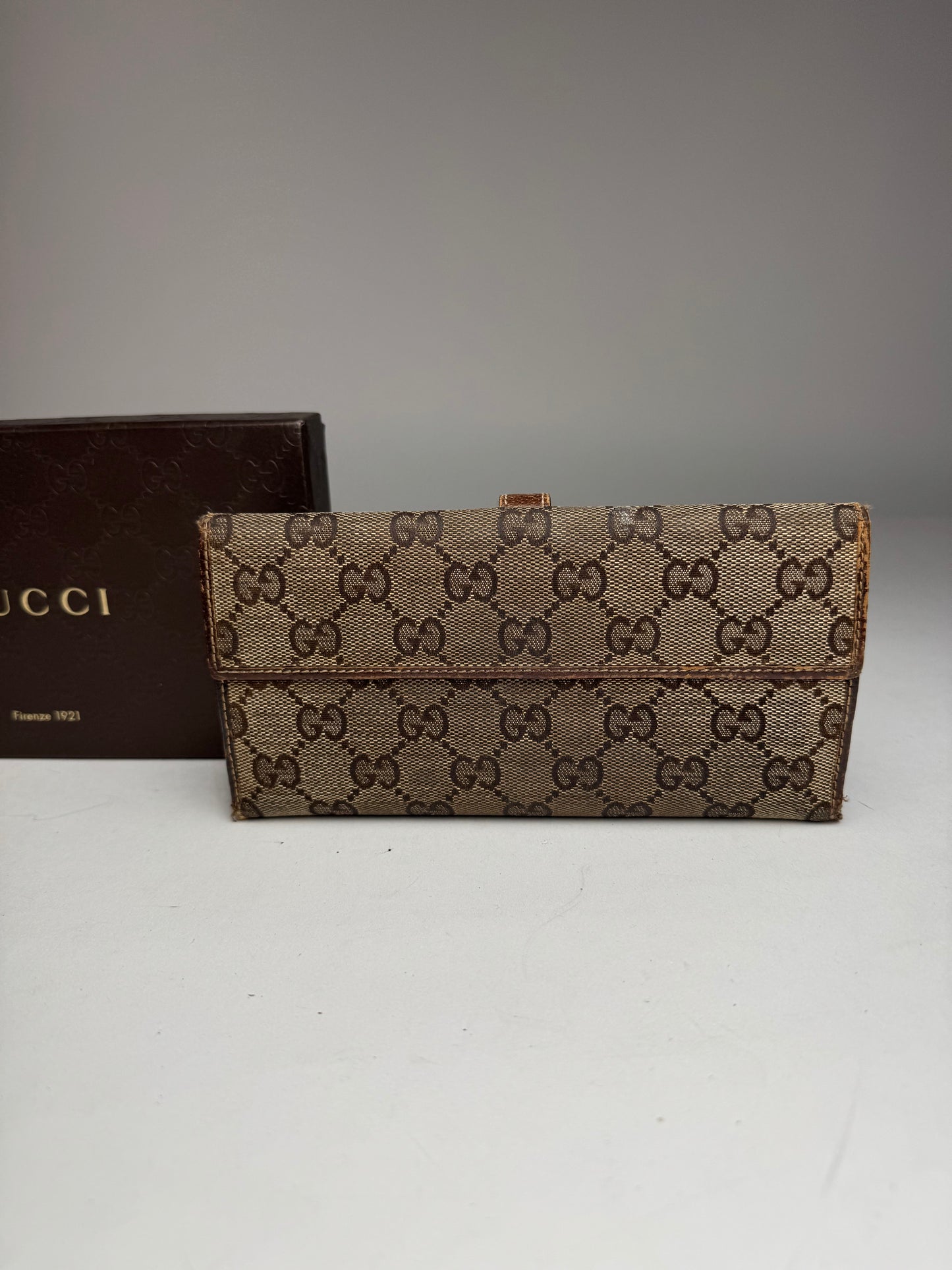 Gucci Jackie Monogram Leather Wallet Brown
