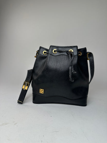 Vintage Givenchy Leather Bucket Bag Black