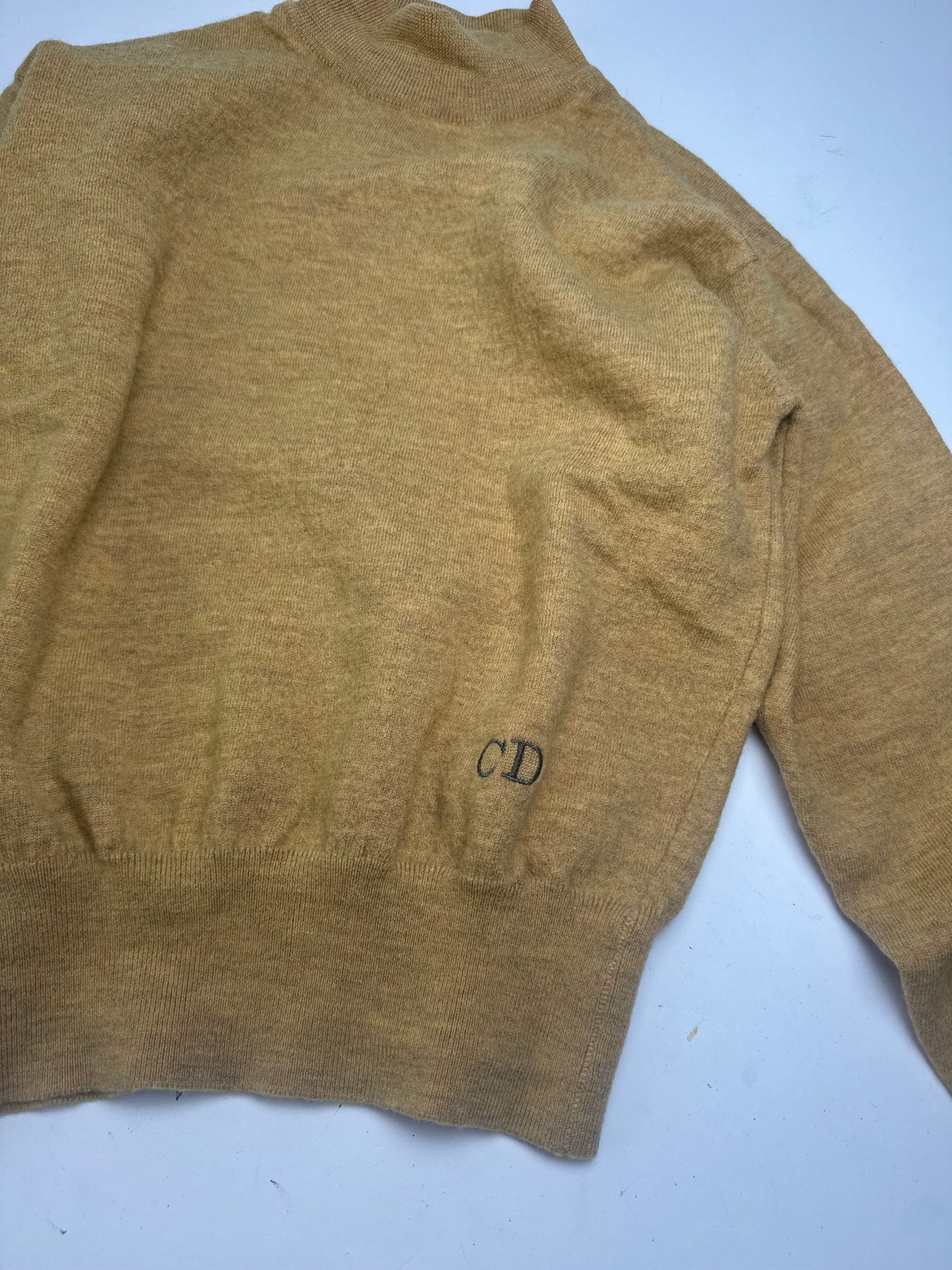 Vintage Dior Wool Turtleneck Sweater Yellow L
