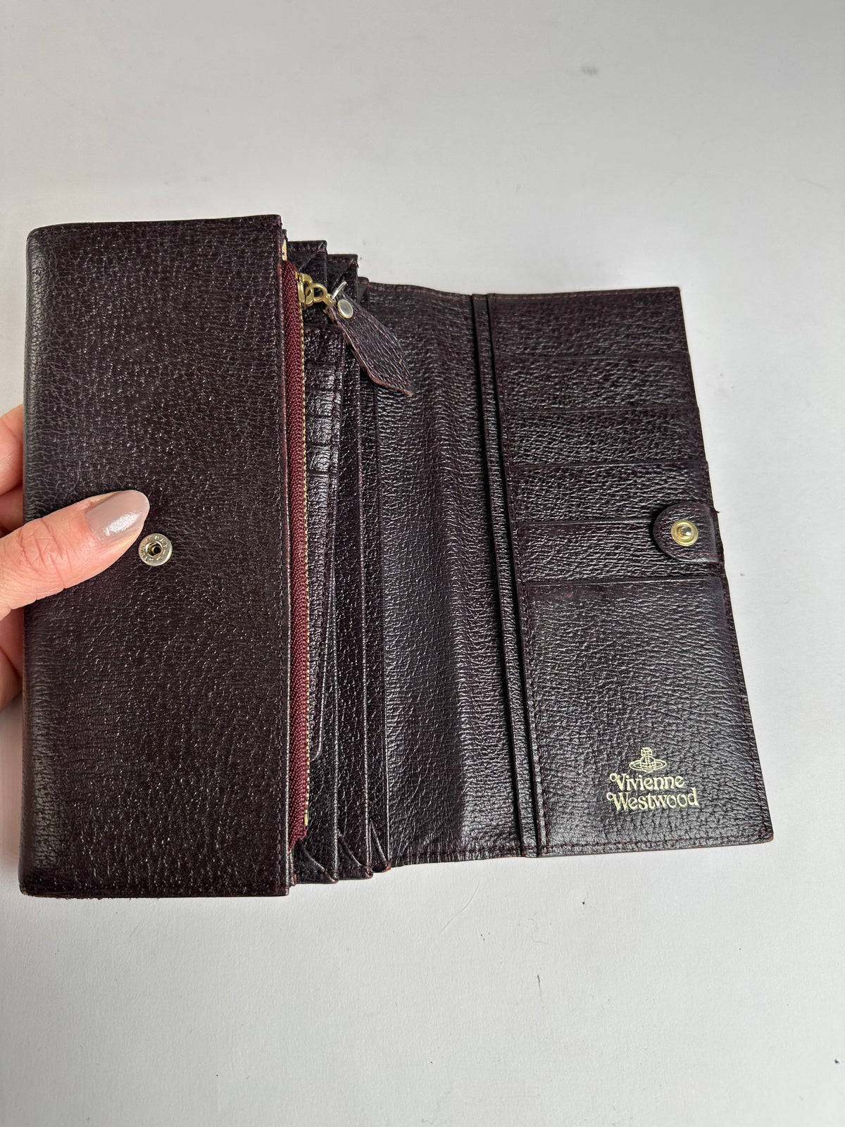 Vintage Vivienne Westwood Textured Leather Bifold Wallet c. Late 2000s Dark Brown
