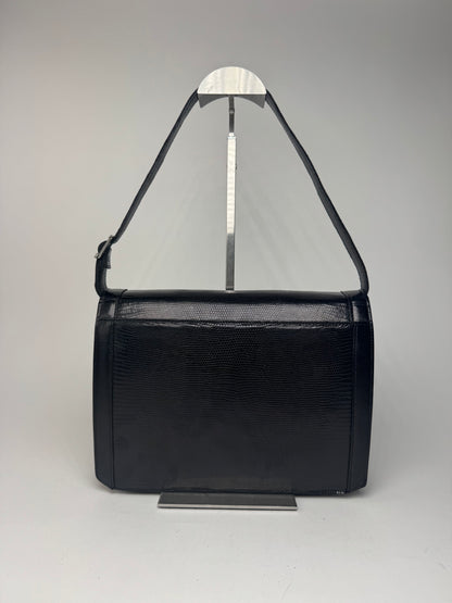 Vintage Yves Saint Laurent Snakeskin embossed leather bag black