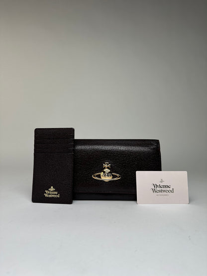 Vintage Vivienne Westwood Textured Leather Bifold Wallet c. Late 2000s Dark Brown
