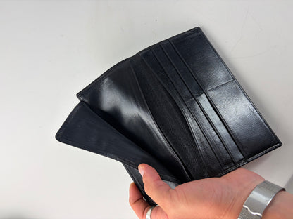 Vintage Celine Textured Leather Wallet Black Gold