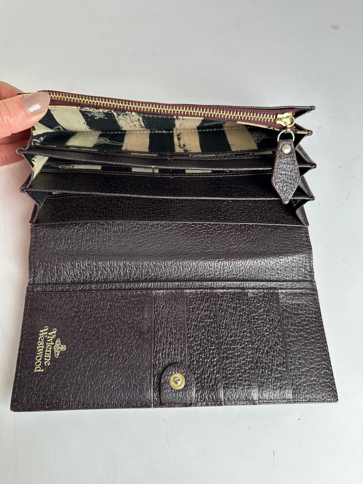 Vintage Vivienne Westwood Textured Leather Bifold Wallet c. Late 2000s Dark Brown
