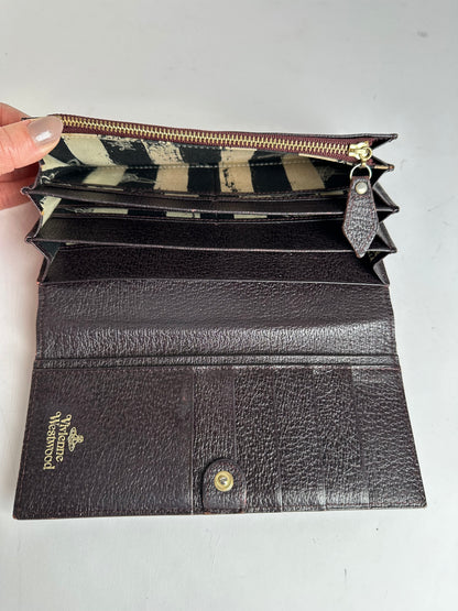 Vintage Vivienne Westwood Textured Leather Bifold Wallet c. Late 2000s Dark Brown