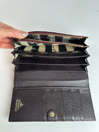 Vintage Vivienne Westwood Textured Leather Bifold Wallet c. Late 2000s Dark Brown
