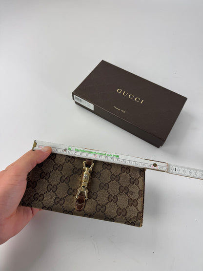 Gucci Jackie Monogram Leather Wallet Brown
