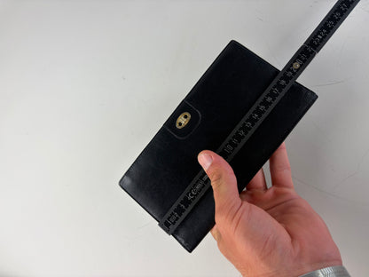 Vintage Celine Textured Leather Wallet Black Gold