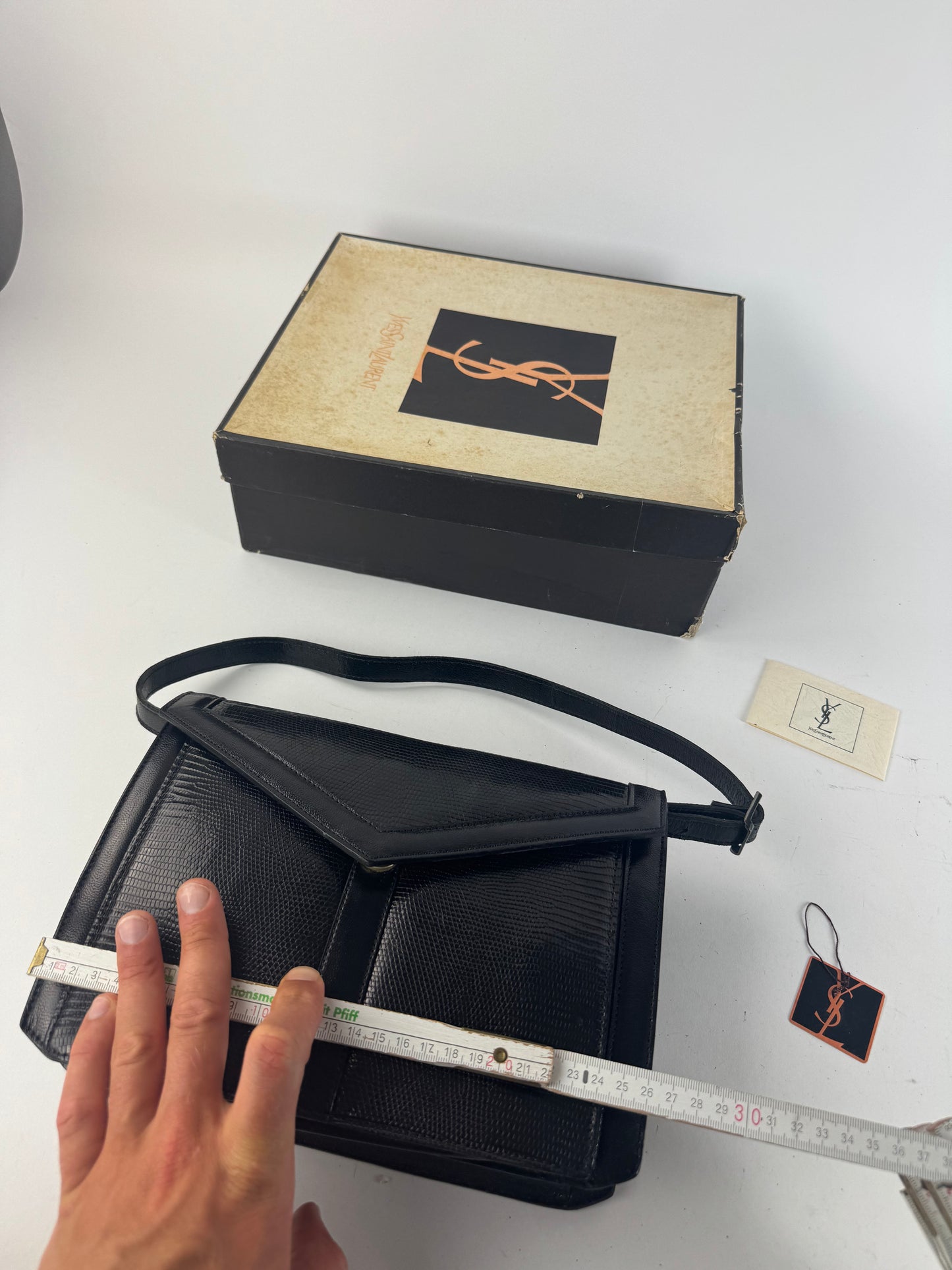 Vintage Yves Saint Laurent Snakeskin embossed leather bag black