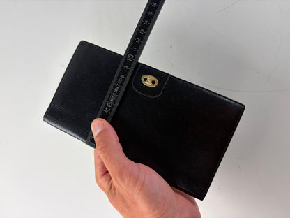 Vintage Celine Textured Leather Wallet Black Gold