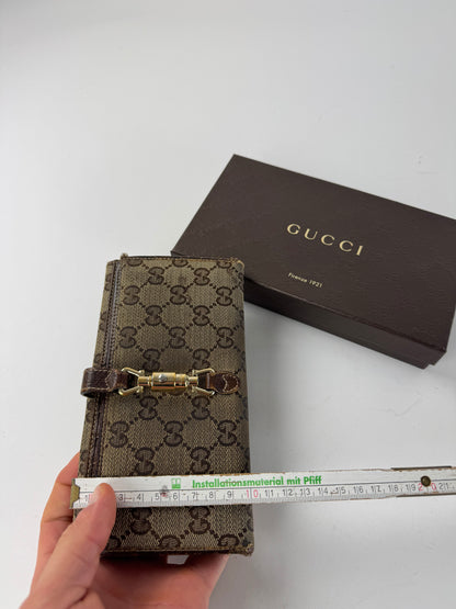 Gucci Jackie Monogram Leather Wallet Brown